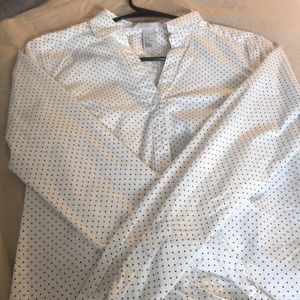 Black and white polka dot button up
